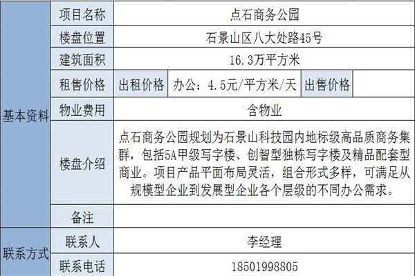 点石商务公园，别名点石商务中心