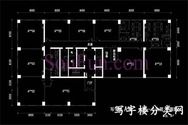 朝外们6至16层平面图