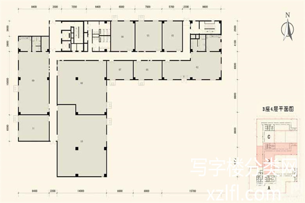 B座4层平面图