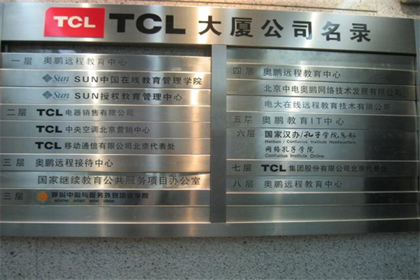 TCL大厦水牌公司目录