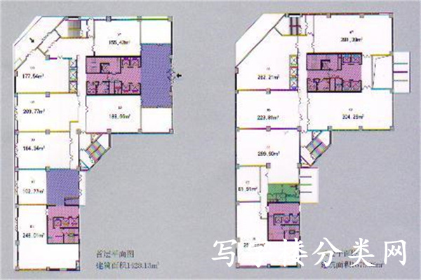 平面图首层以及2层天恒大厦，是相对较新的东城区界内的甲级写字楼，分为AB座